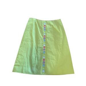 Moschino Mini Skirt Womens Small Yellow Excellent Pop Art Button 90s Vintage